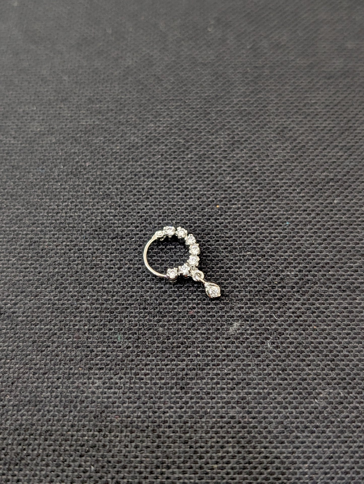 CZ stone Small Nose ring for pierced nose - Size 2