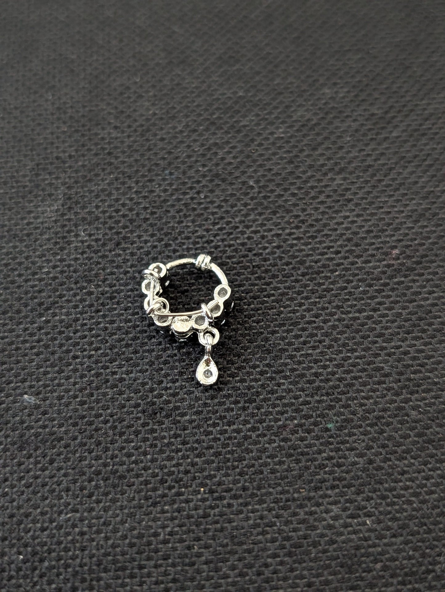 CZ stone white gold plated Clip on Nose ring - Small