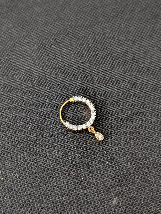 CZ stone Nose ring for pierced nose - Size 3