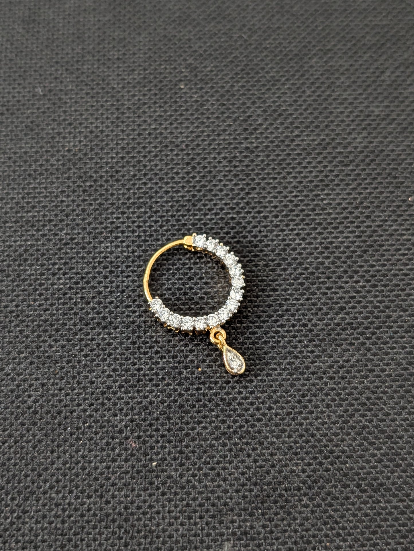 CZ stone Nose ring for pierced nose - Size 3