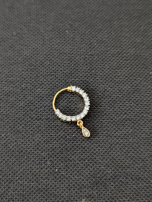 CZ stone Nose ring for pierced nose - Size 3
