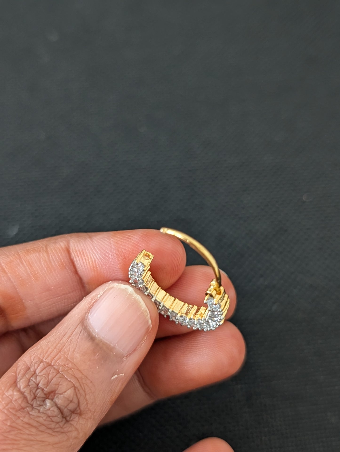 CZ stone Nose ring for pierced nose - Size 3