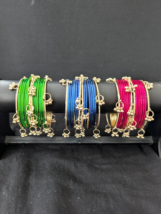 Colorful plain bangles with Kashmiri corner Bangles