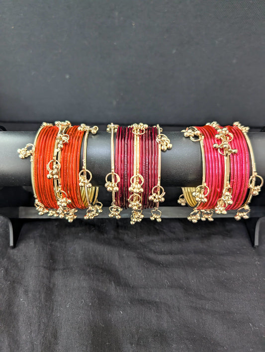 Colorful plain bangles with Kashmiri corner Bangles
