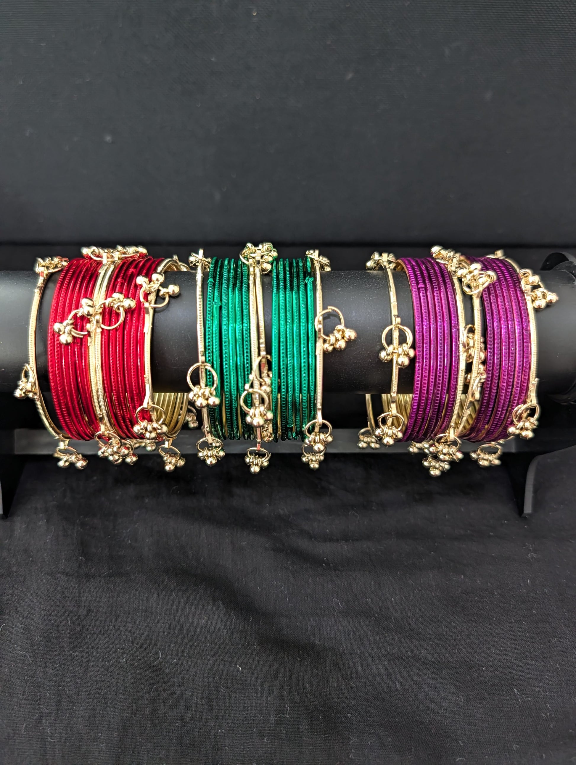 Colorful plain bangles with Kashmiri corner Bangles - Simpliful