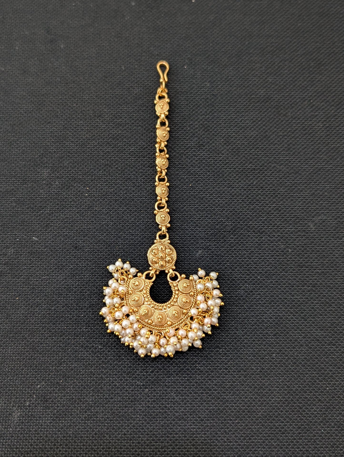 Pearl cluster Chandbali Gold plated Maang Tikka