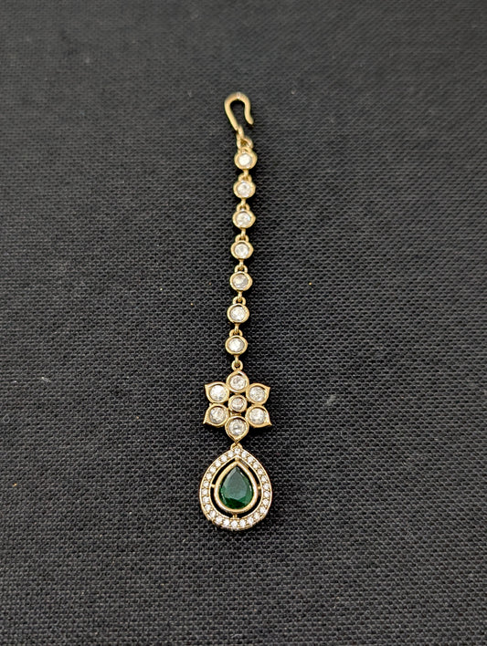Mehandi gold plated Teardrop Tikka