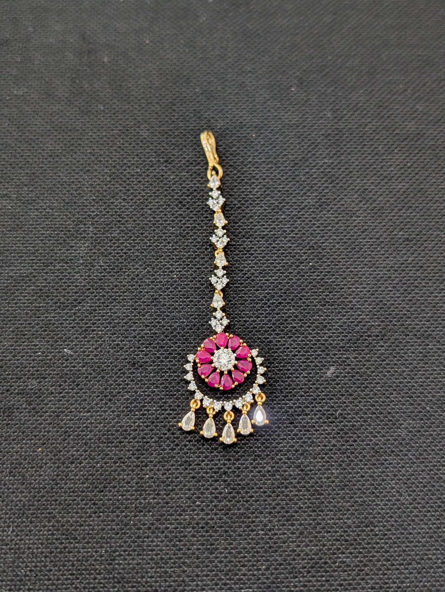 One gram gold Chandbali CZ Tikka
