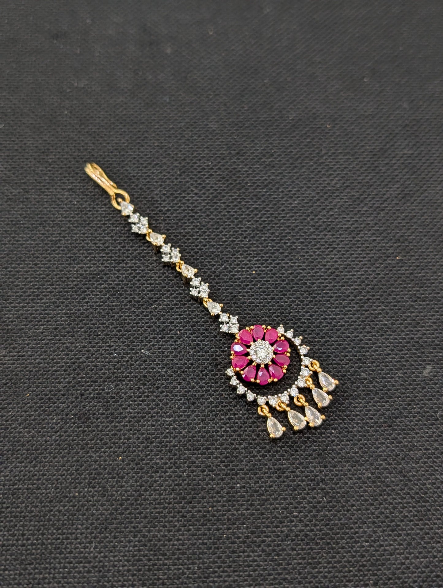 One gram gold Chandbali CZ Tikka