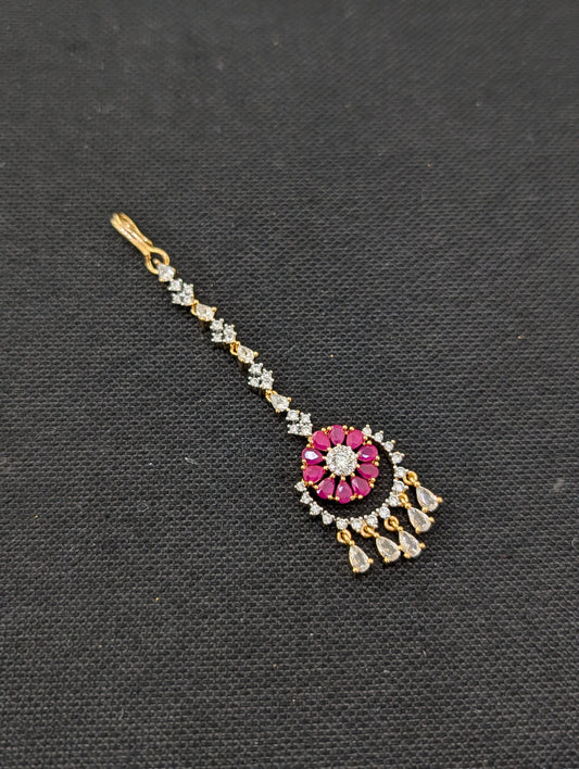 One gram gold Chandbali CZ Tikka