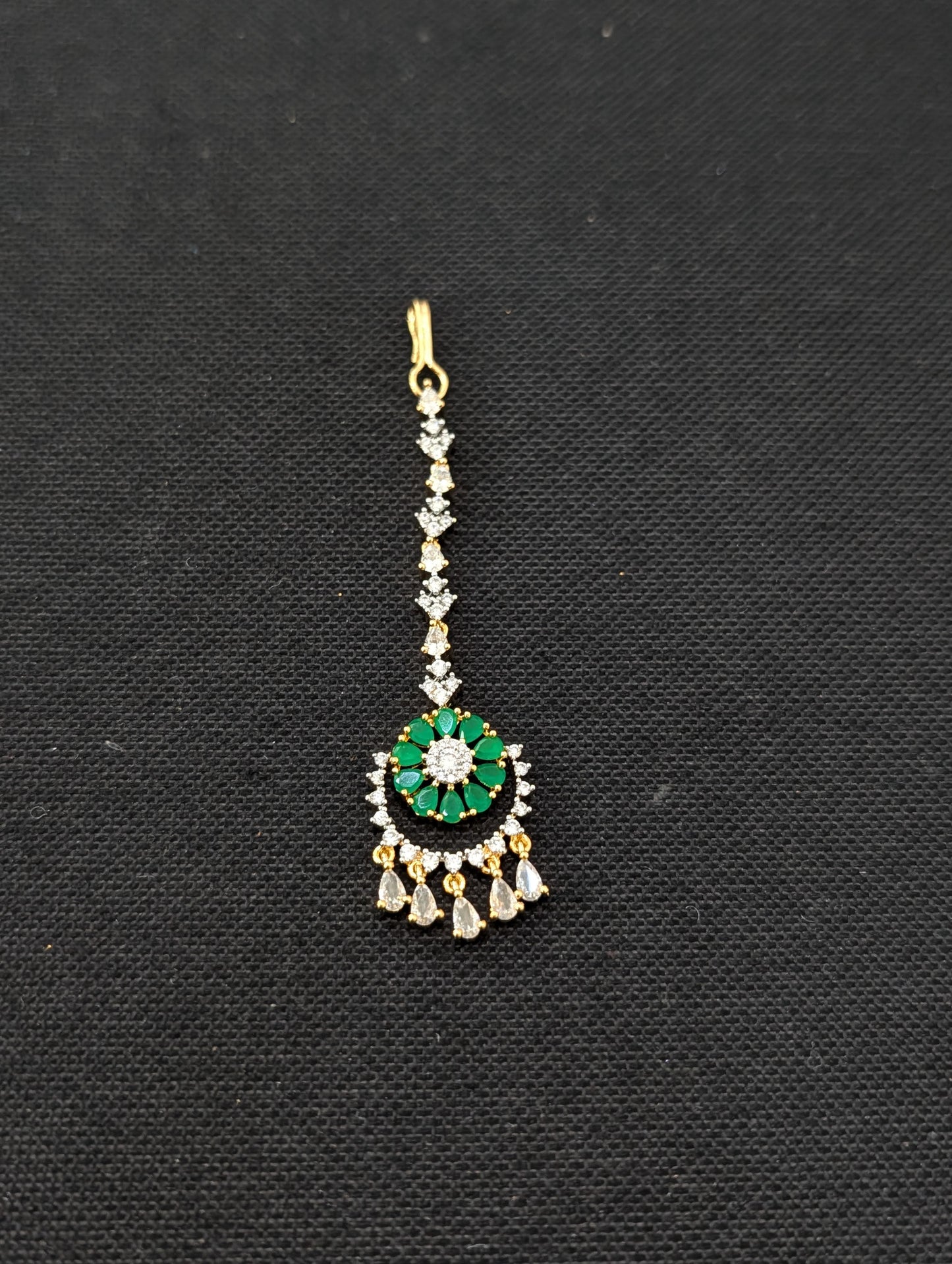 One gram gold Chandbali CZ Tikka