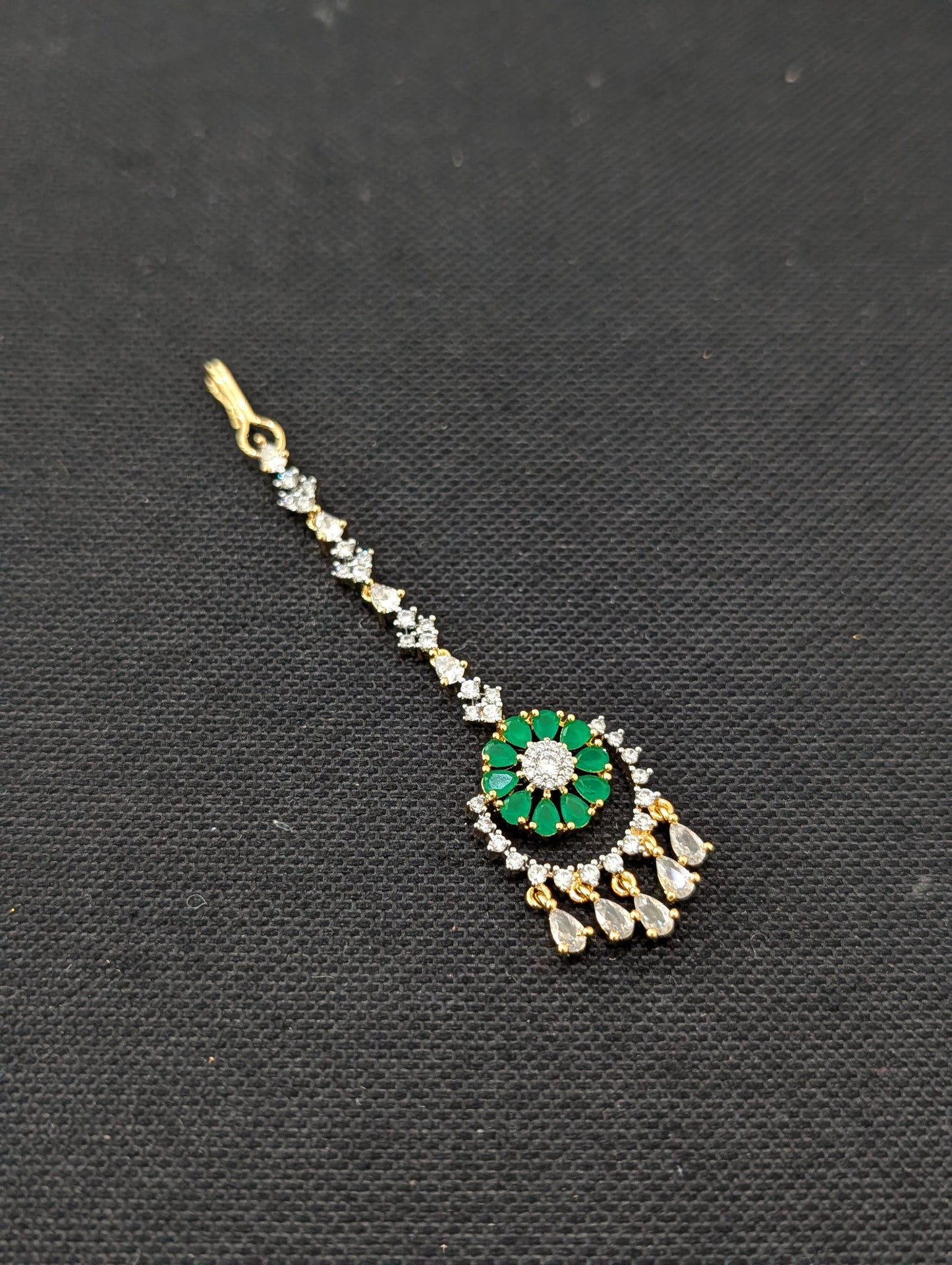 One gram gold Chandbali CZ Tikka