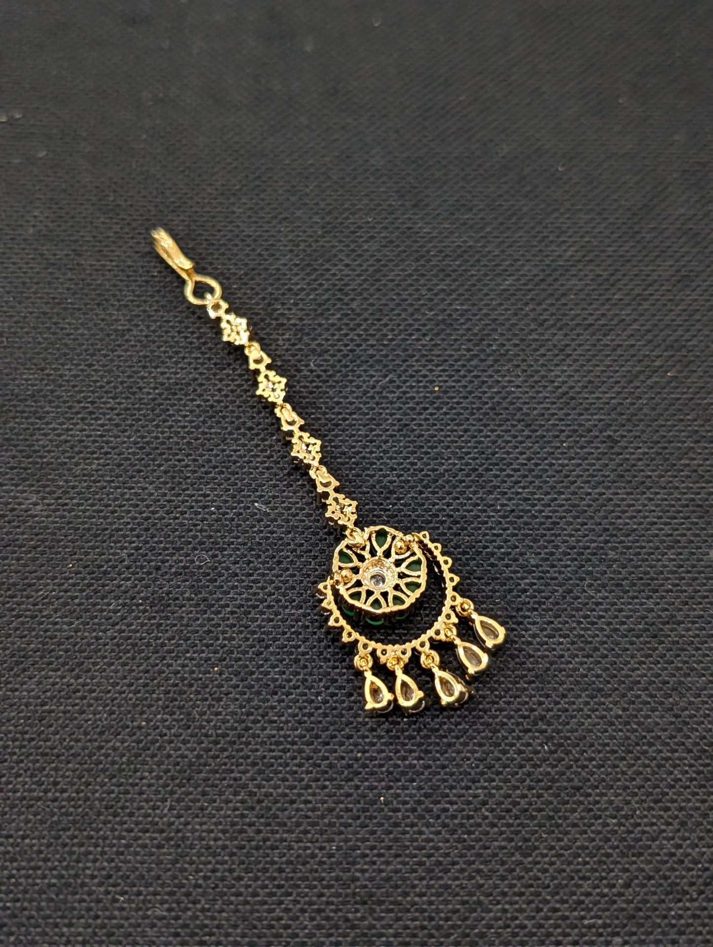 One gram gold Chandbali CZ Tikka