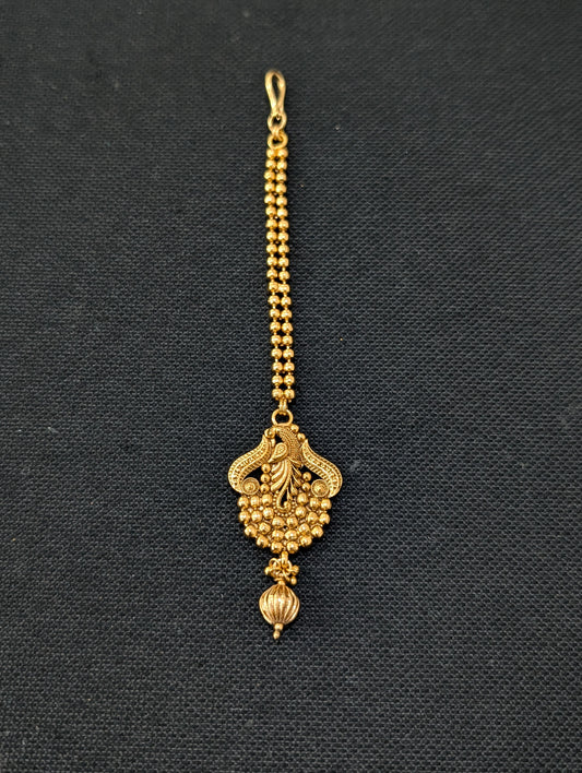 Peacock design Gold plated Maang Tikka
