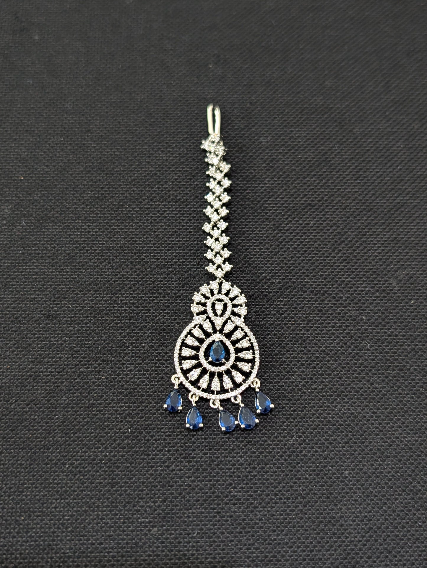 White gold Chandbali CZ Large Tikka