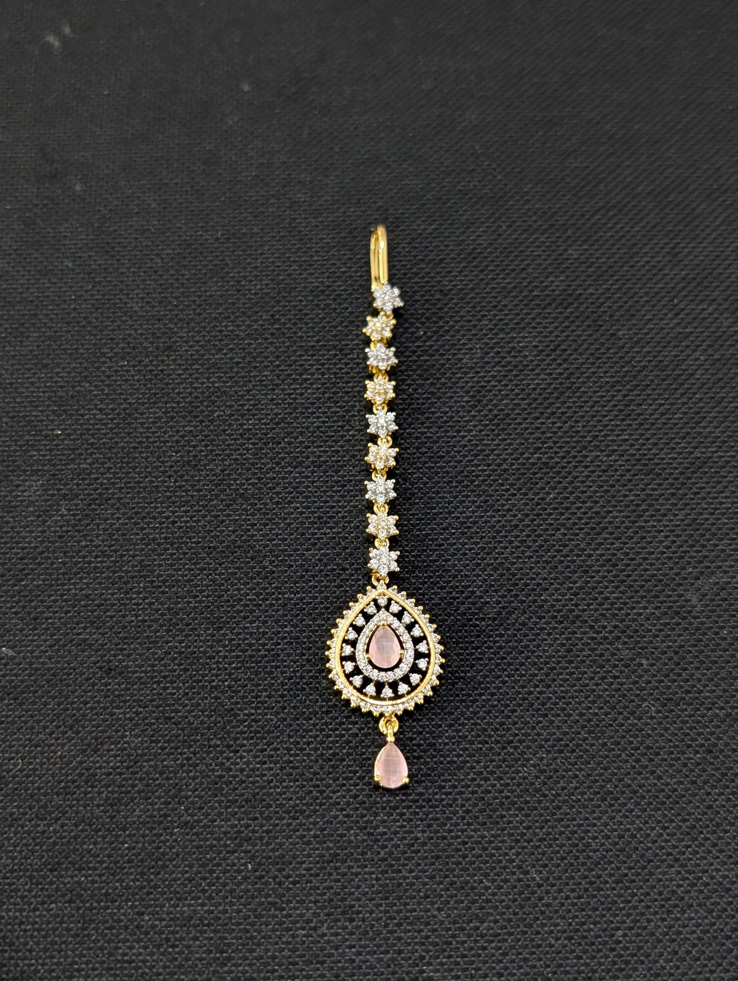 Teardrop CZ One gram gold plated Tikka