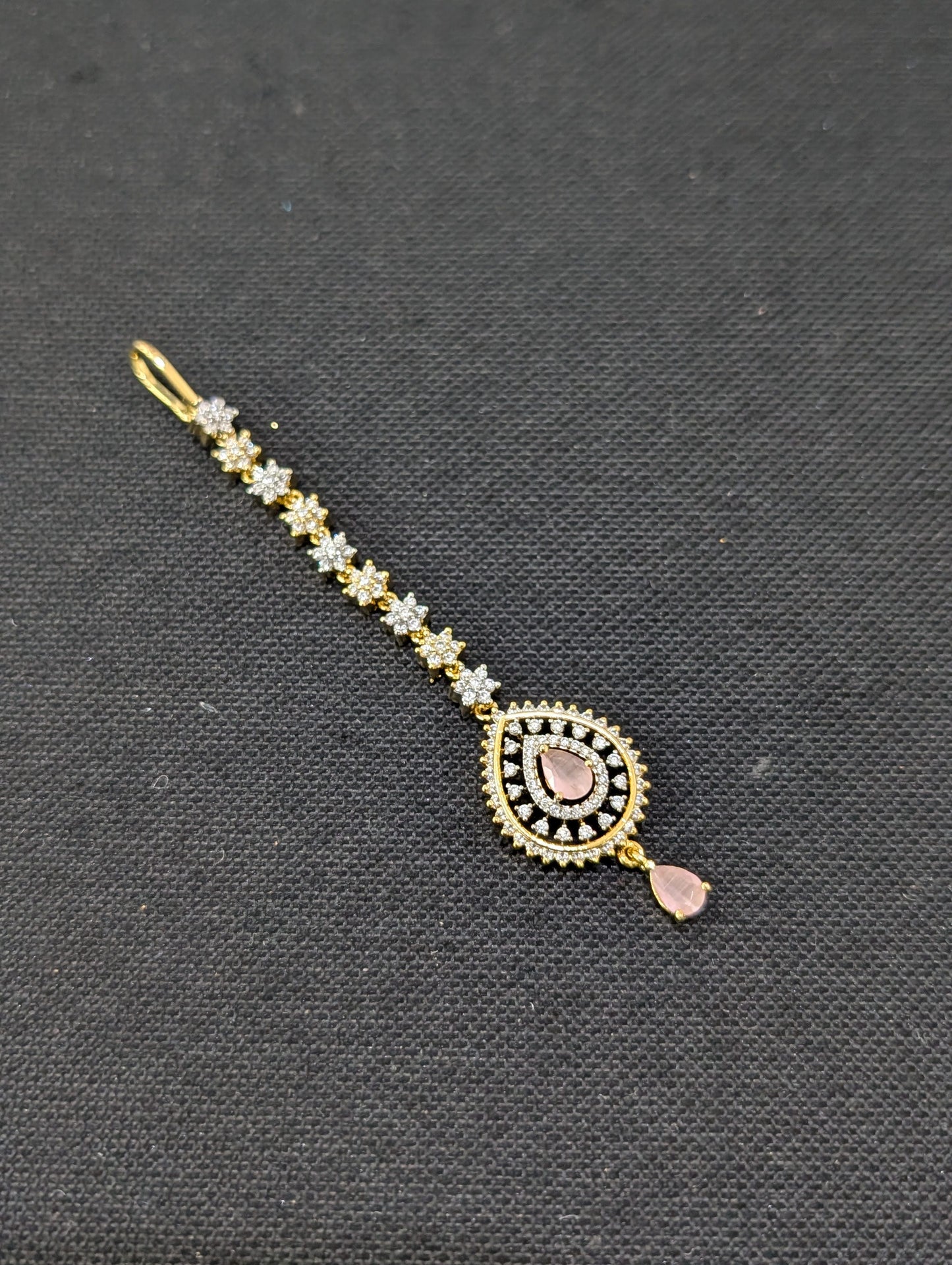 Teardrop CZ One gram gold plated Tikka