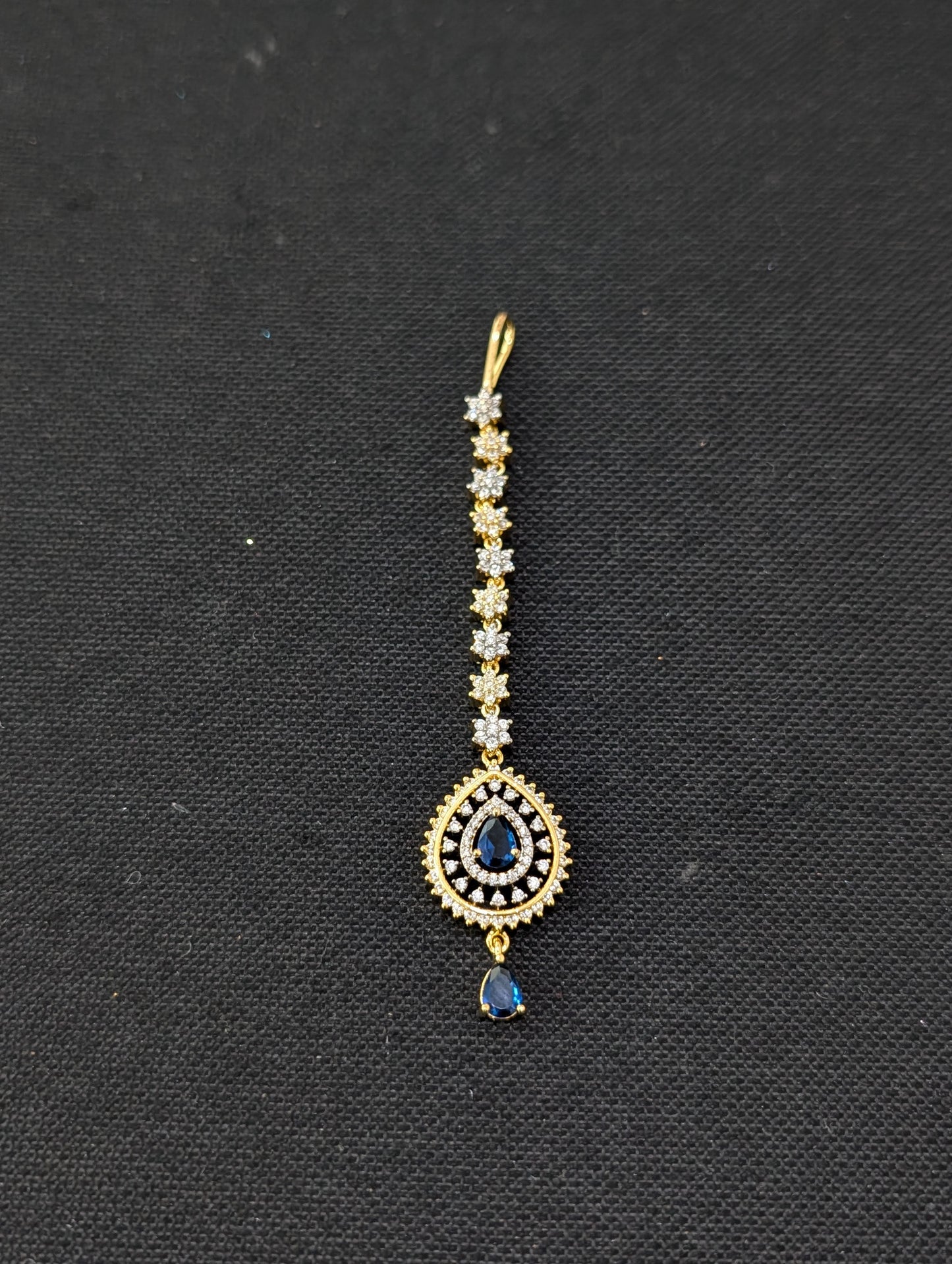 Teardrop CZ One gram gold plated Tikka