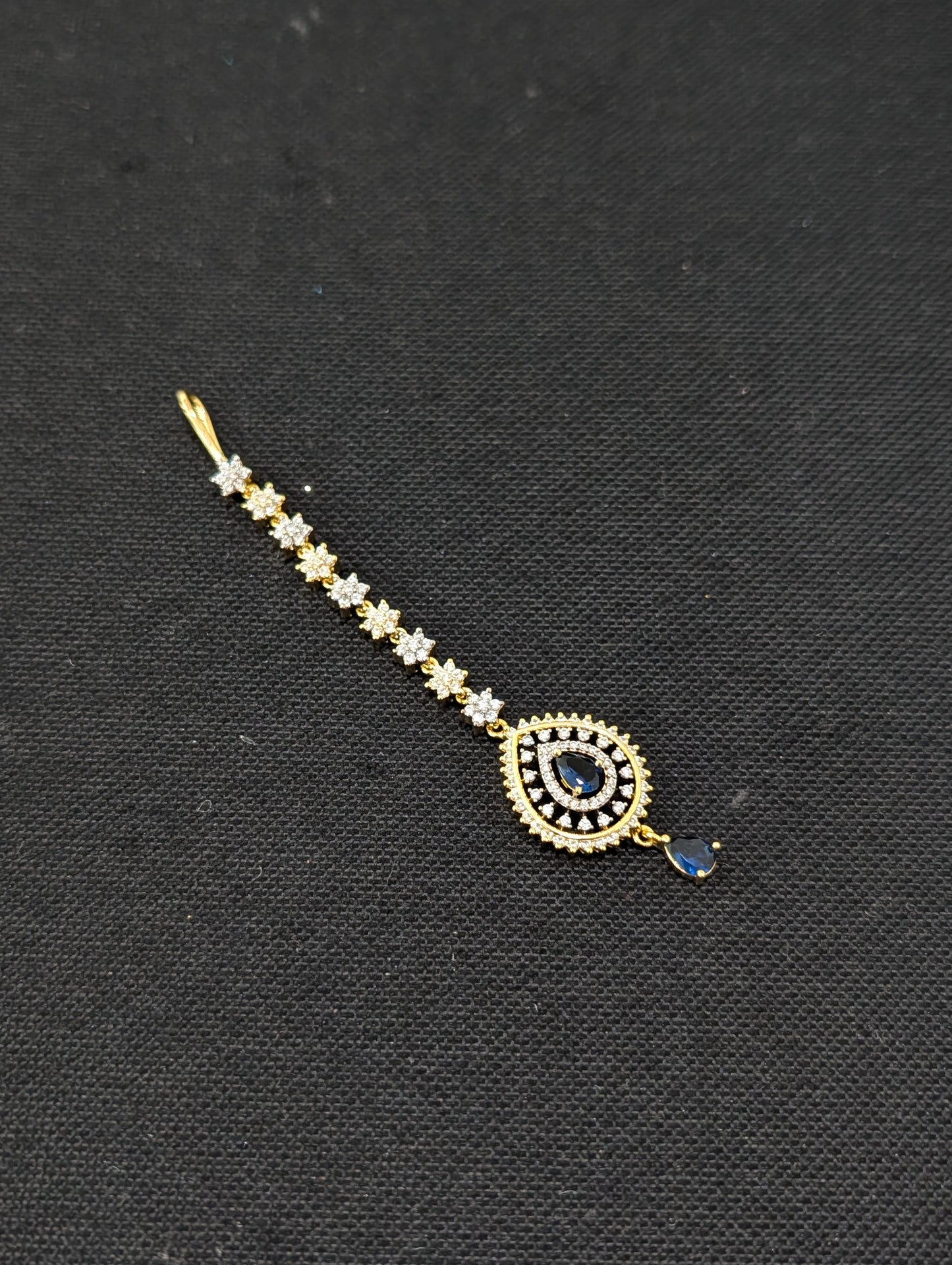 Teardrop CZ One gram gold plated Tikka