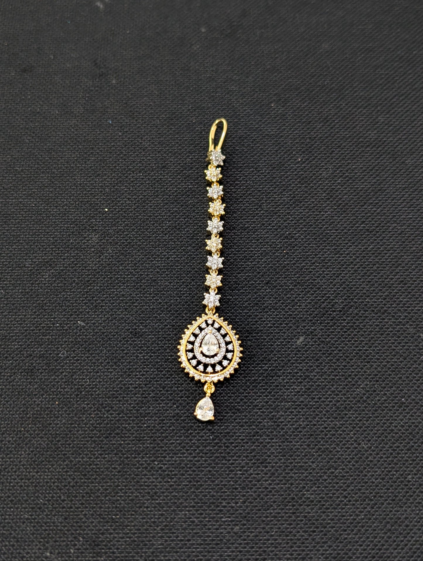 Teardrop CZ One gram gold plated Tikka