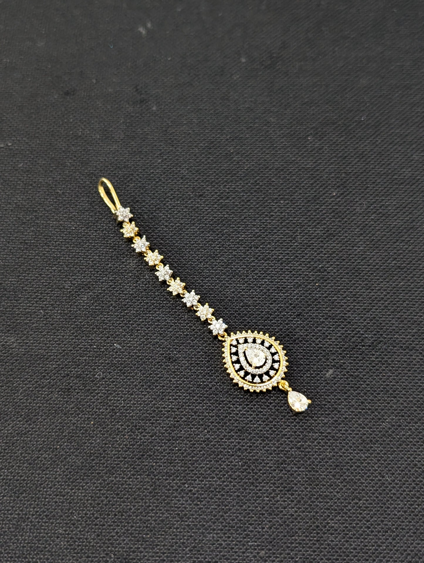 Teardrop CZ One gram gold plated Tikka