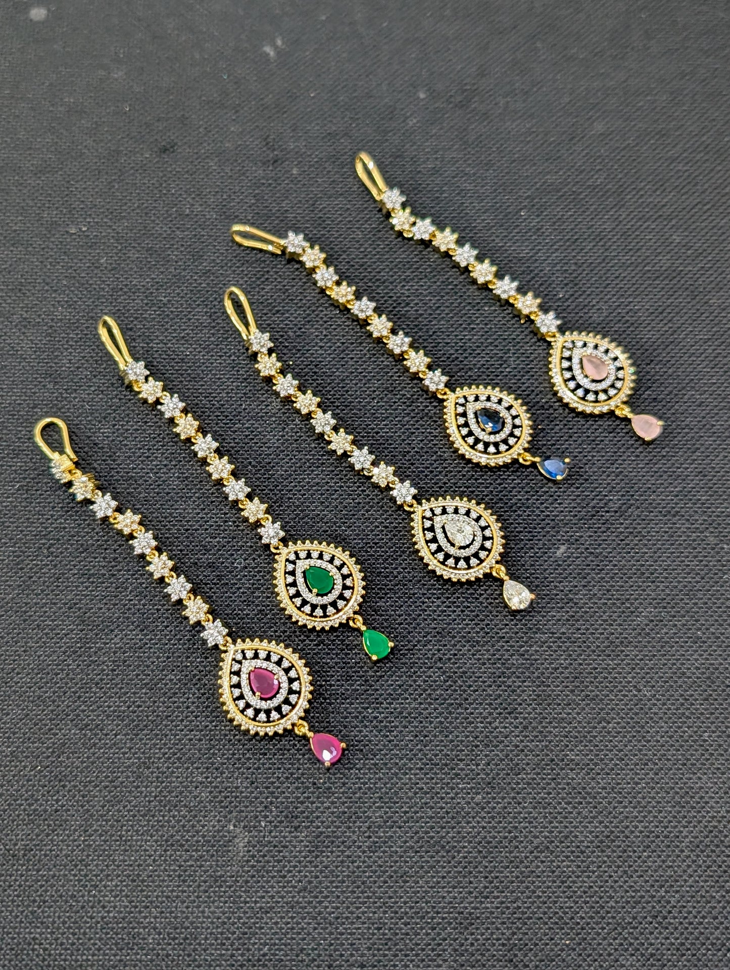 Teardrop CZ One gram gold plated Tikka