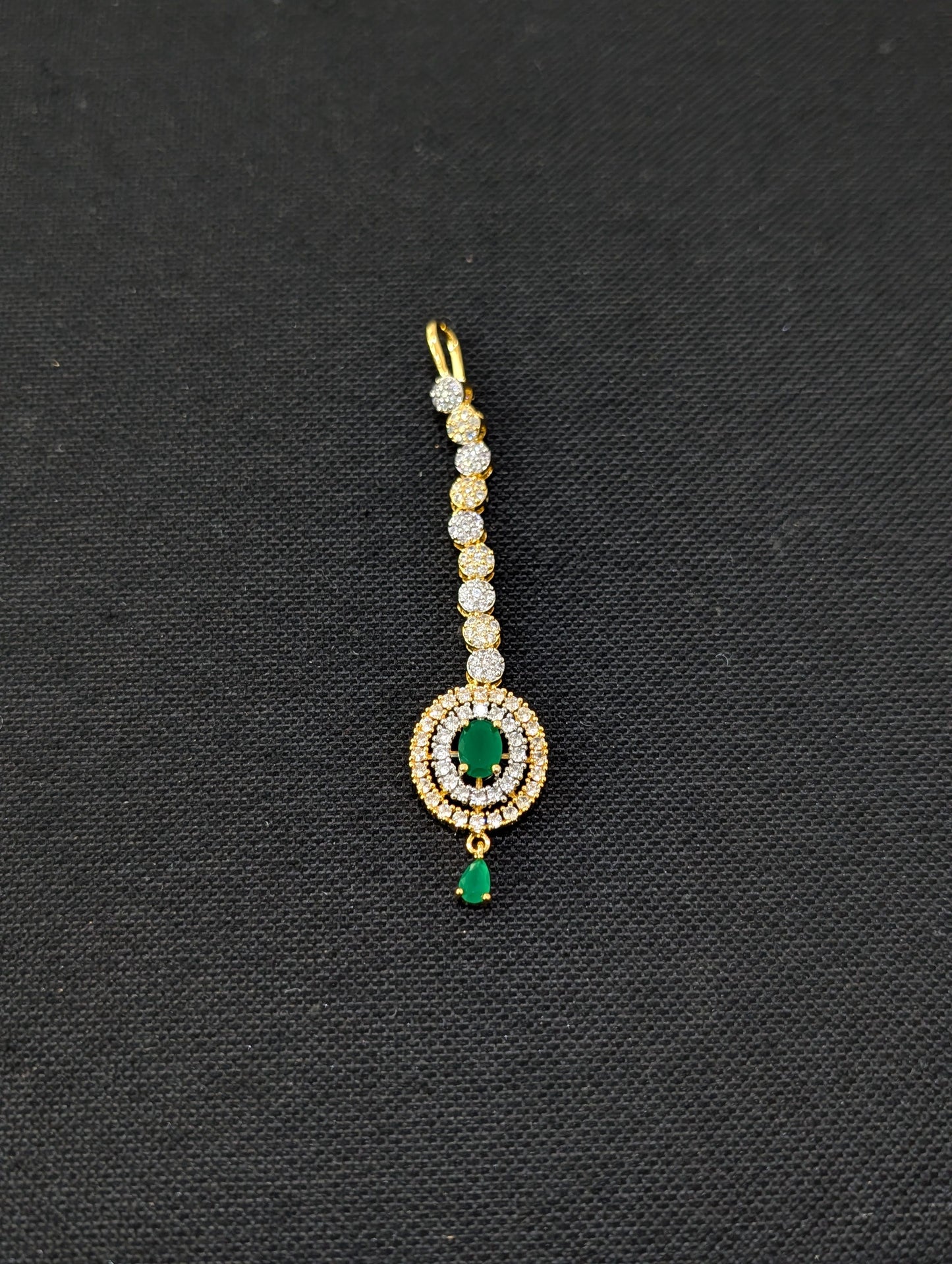 Oval Green CZ One gram gold plated Tikka