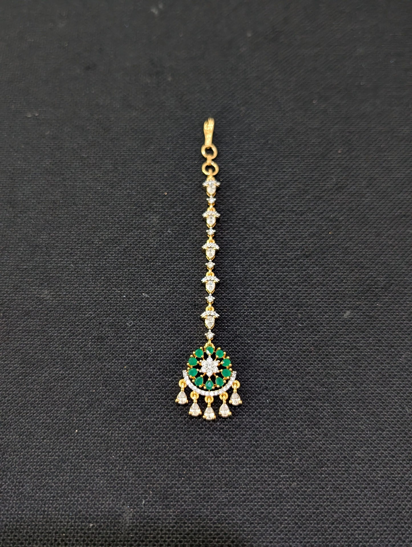 One gram gold Round Chandbali CZ Tikka