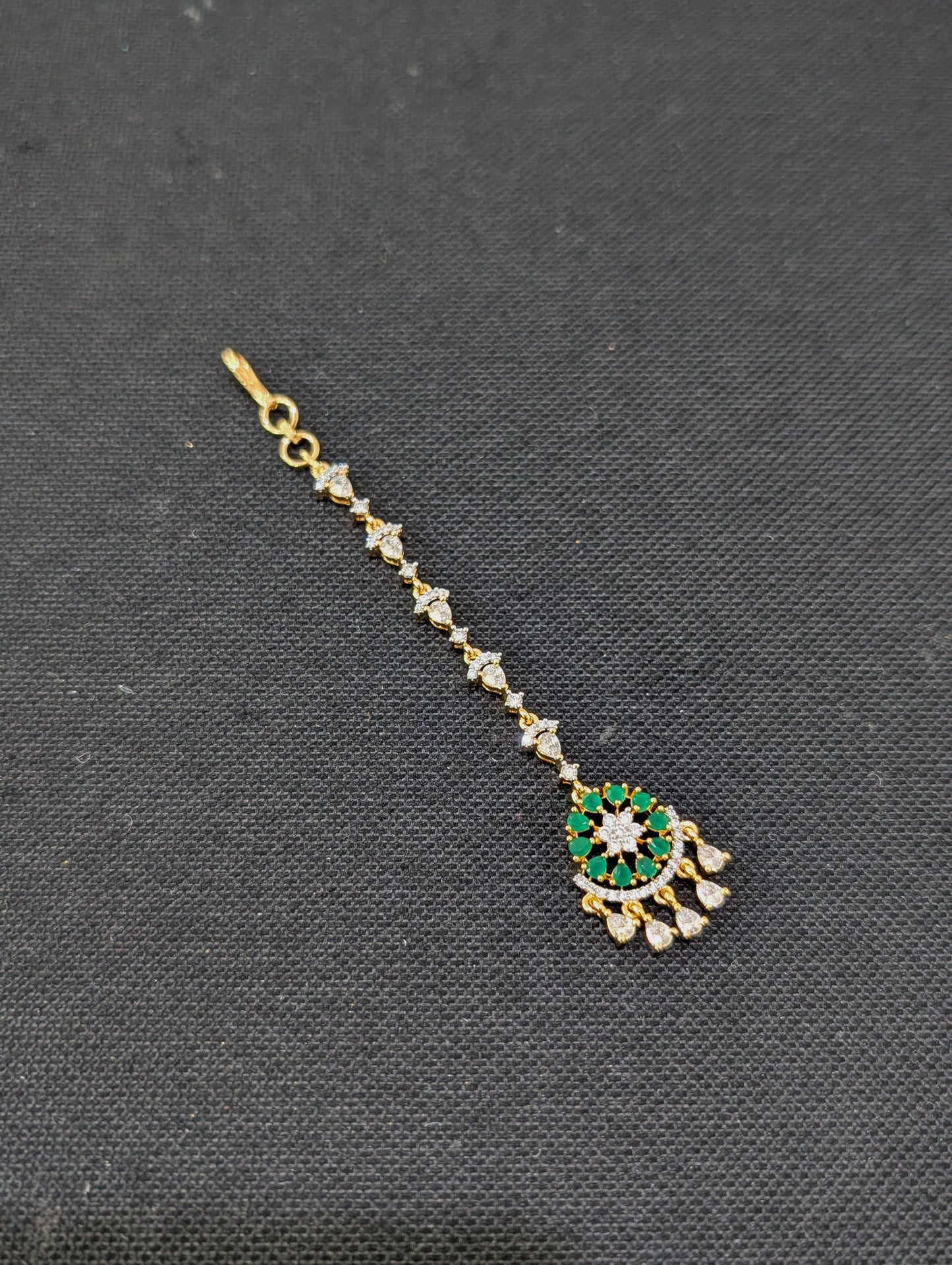 One gram gold Round Chandbali CZ Tikka