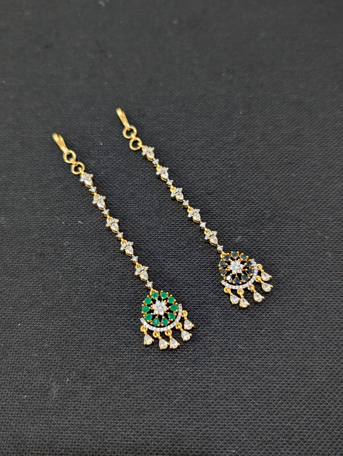One gram gold Round Chandbali CZ Tikka