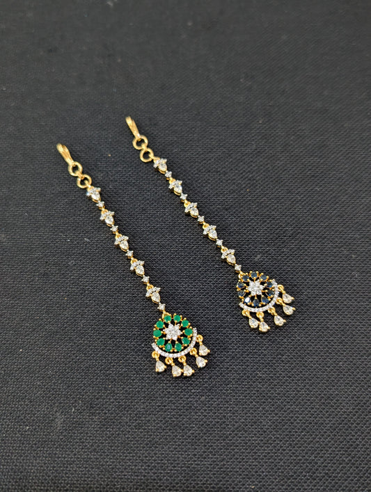 One gram gold Round Chandbali CZ Tikka - Simpliful