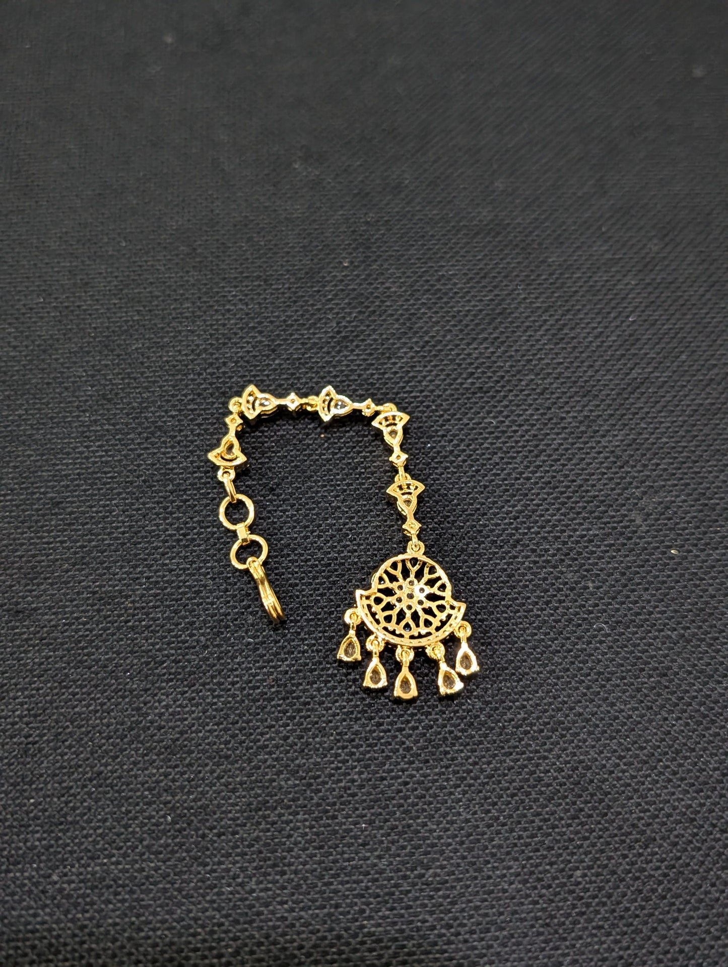 One gram gold Round Chandbali CZ Tikka