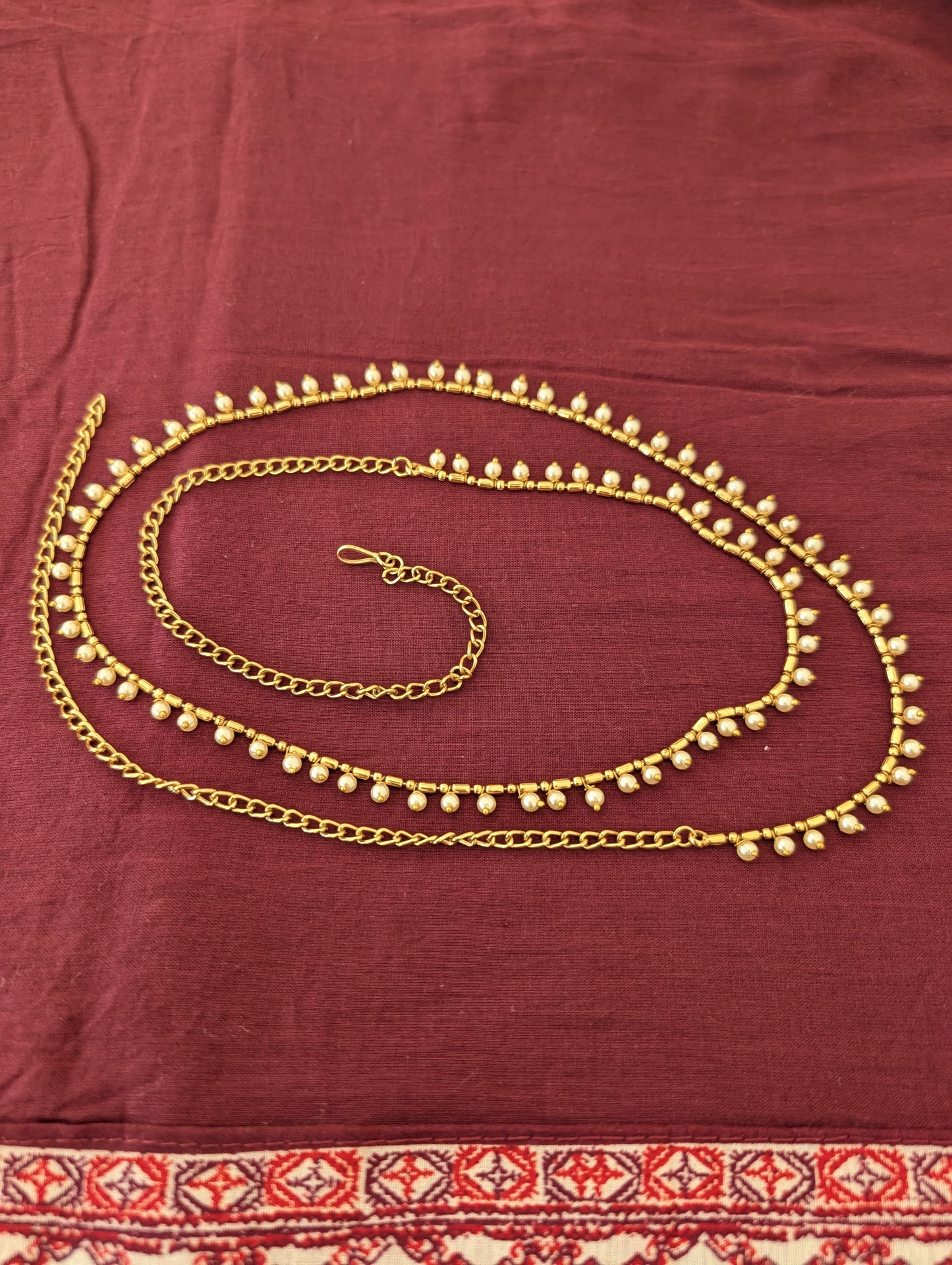 Gold plated Simple pearl Hip Chain / Waist Belt / Belly Chain