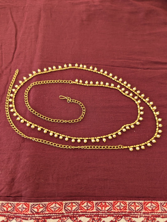 Gold plated Simple pearl Hip Chain / Waist Belt / Belly Chain
