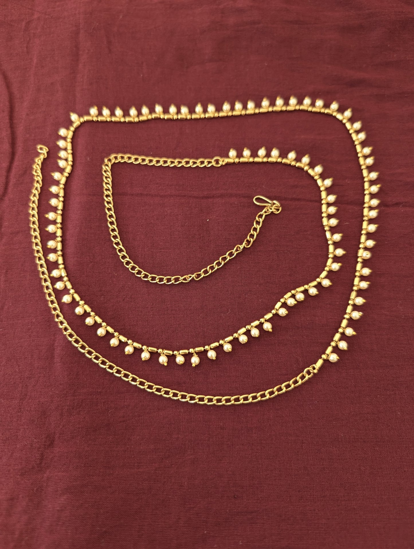 Gold plated Simple pearl Hip Chain / Waist Belt / Belly Chain