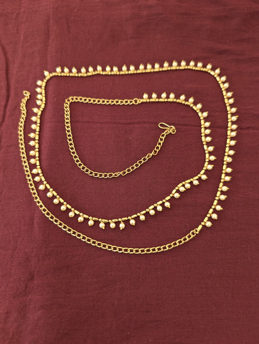 Gold plated Simple pearl Hip Chain / Waist Belt / Belly Chain