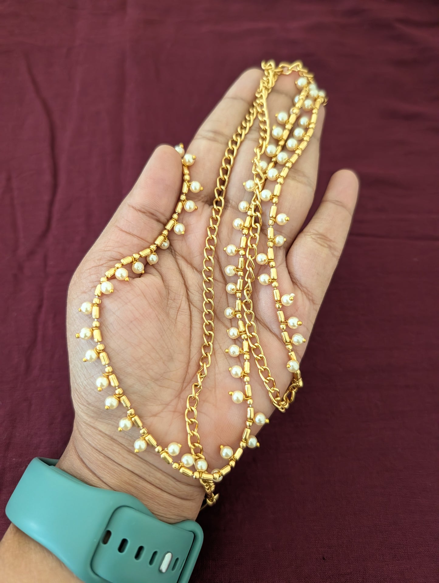 Gold plated Simple pearl Hip Chain / Waist Belt / Belly Chain