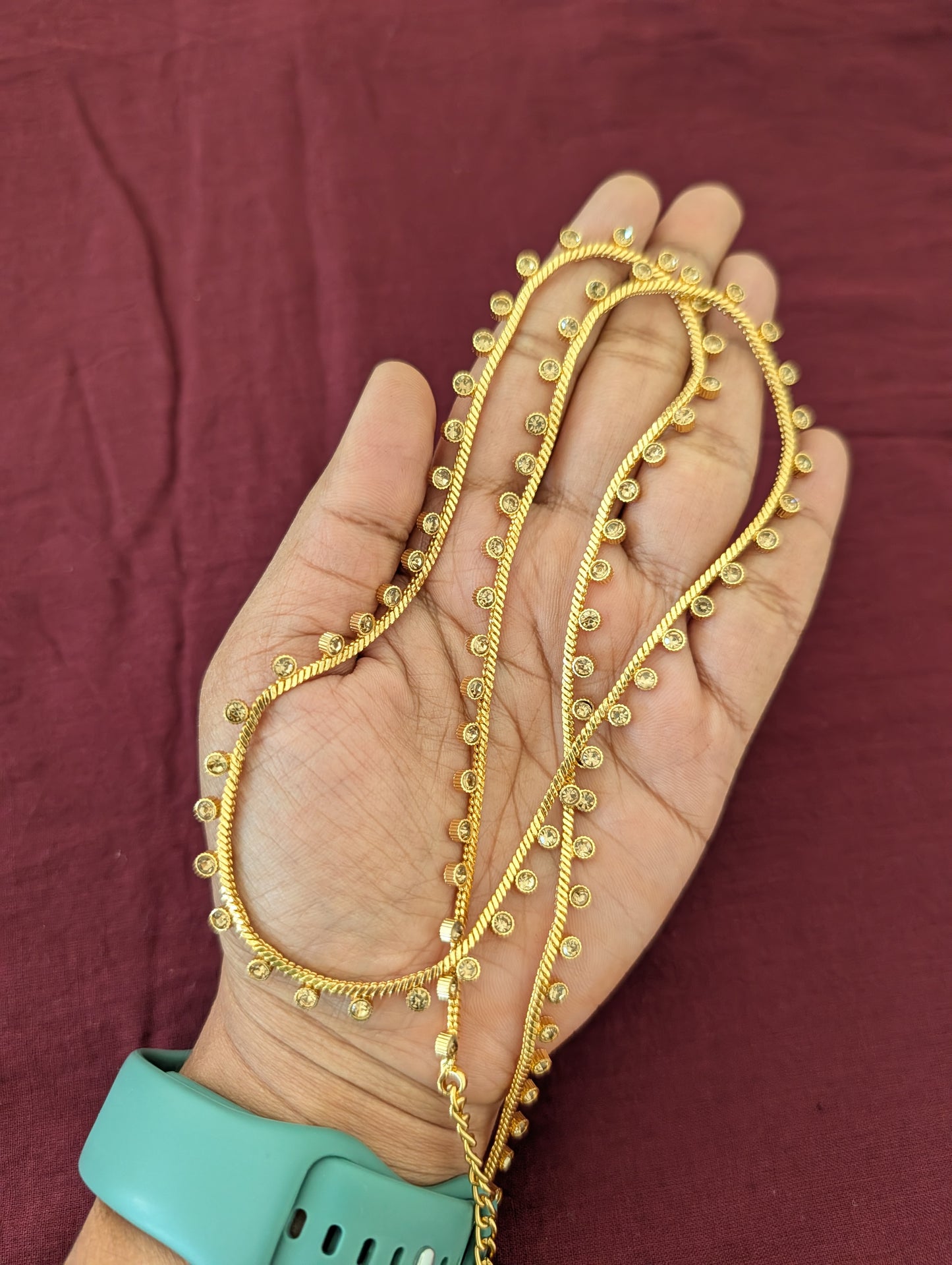 Gold plated Polki stone simple Hip Chain / Waist Belt / Belly Chain