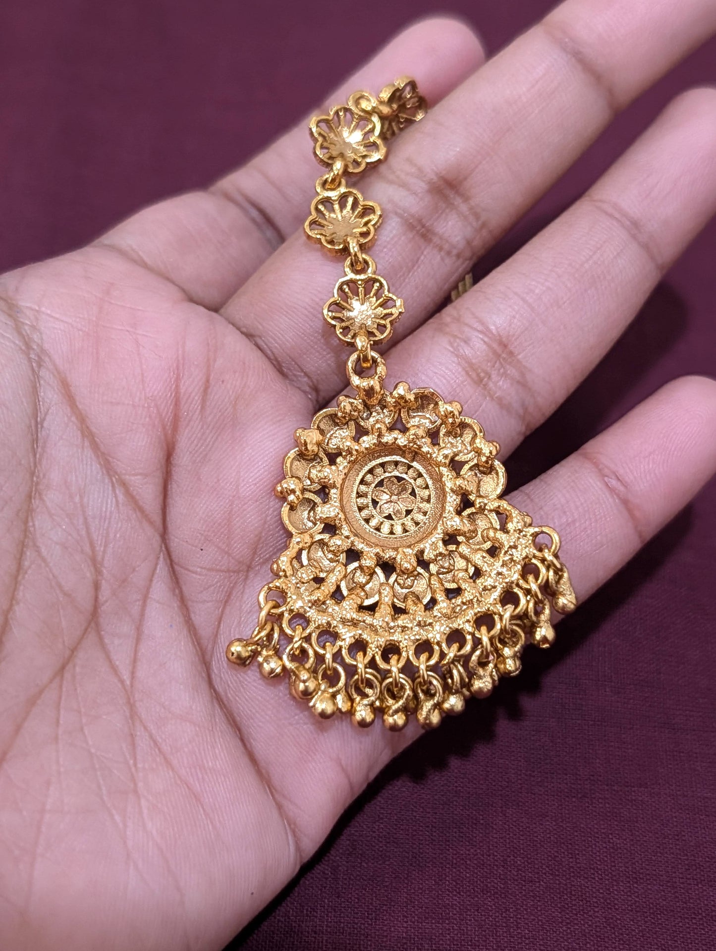 Flower design Antique Gold plated Maang Tikka