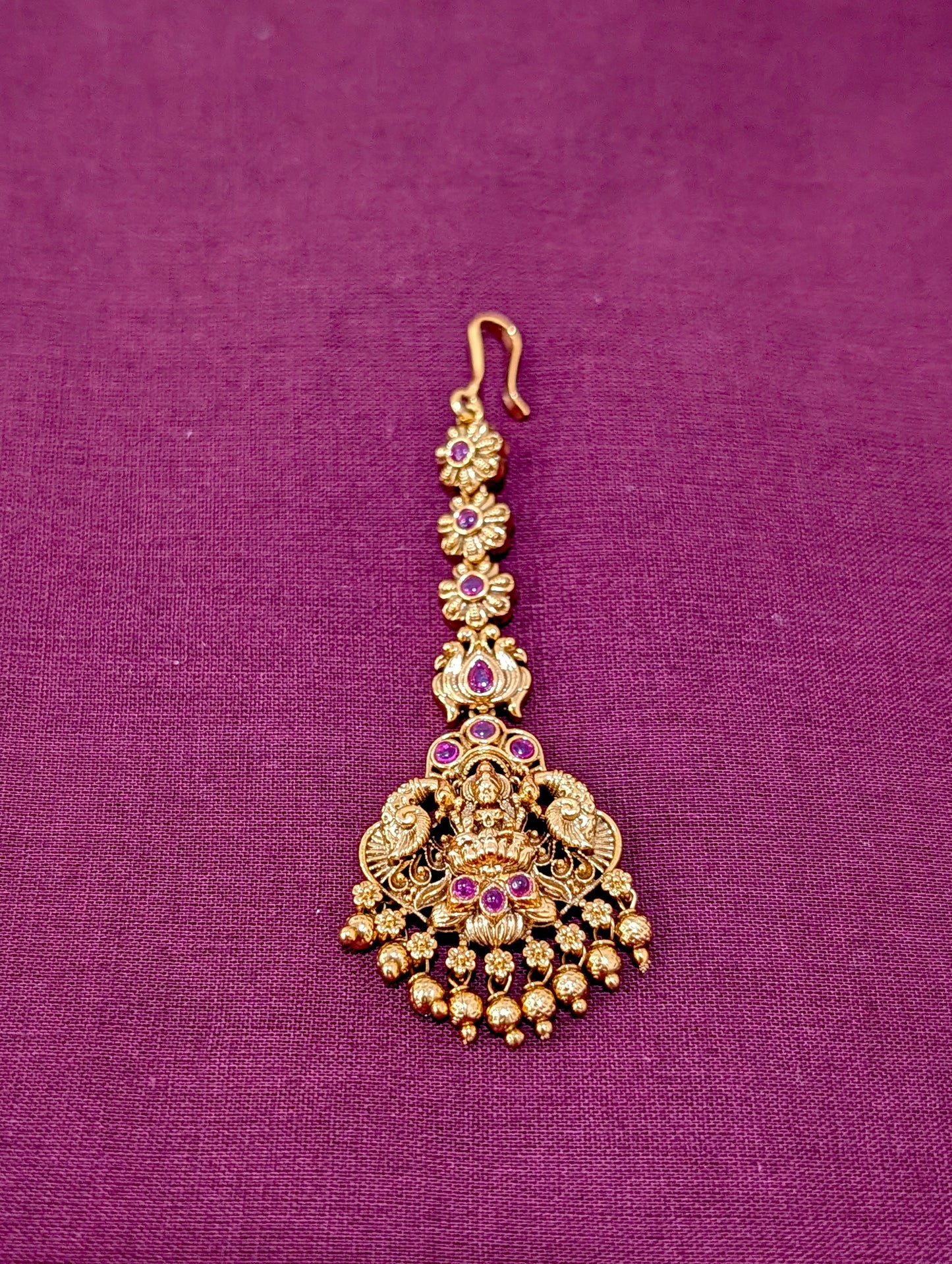 Antique Gold plated Goddess Lakshmi Maang Tikka - D1