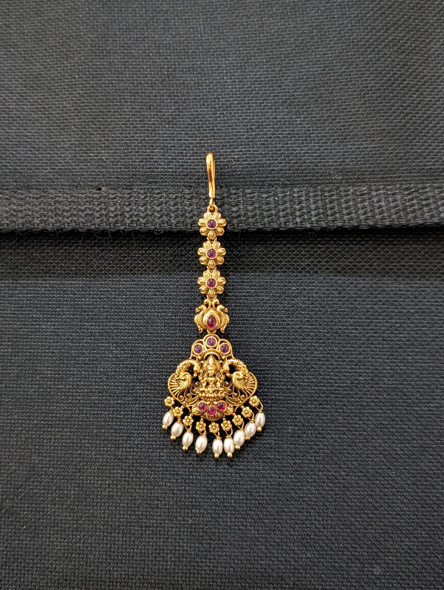 Antique Gold plated Goddess Lakshmi Maang Tikka - D1
