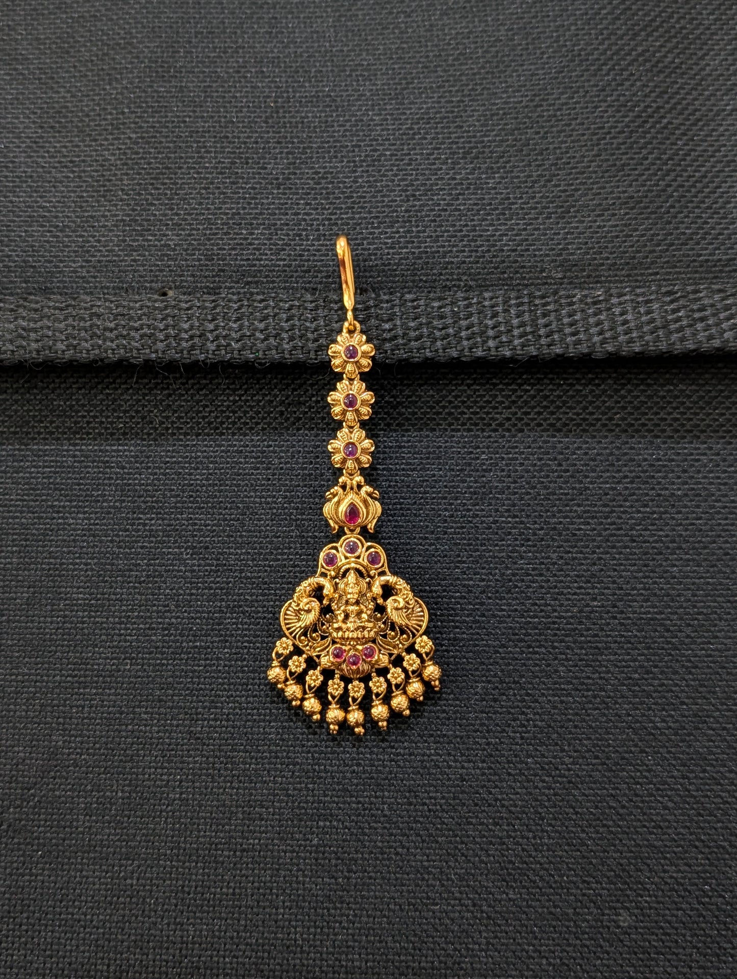 Antique Gold plated Goddess Lakshmi Maang Tikka - D1
