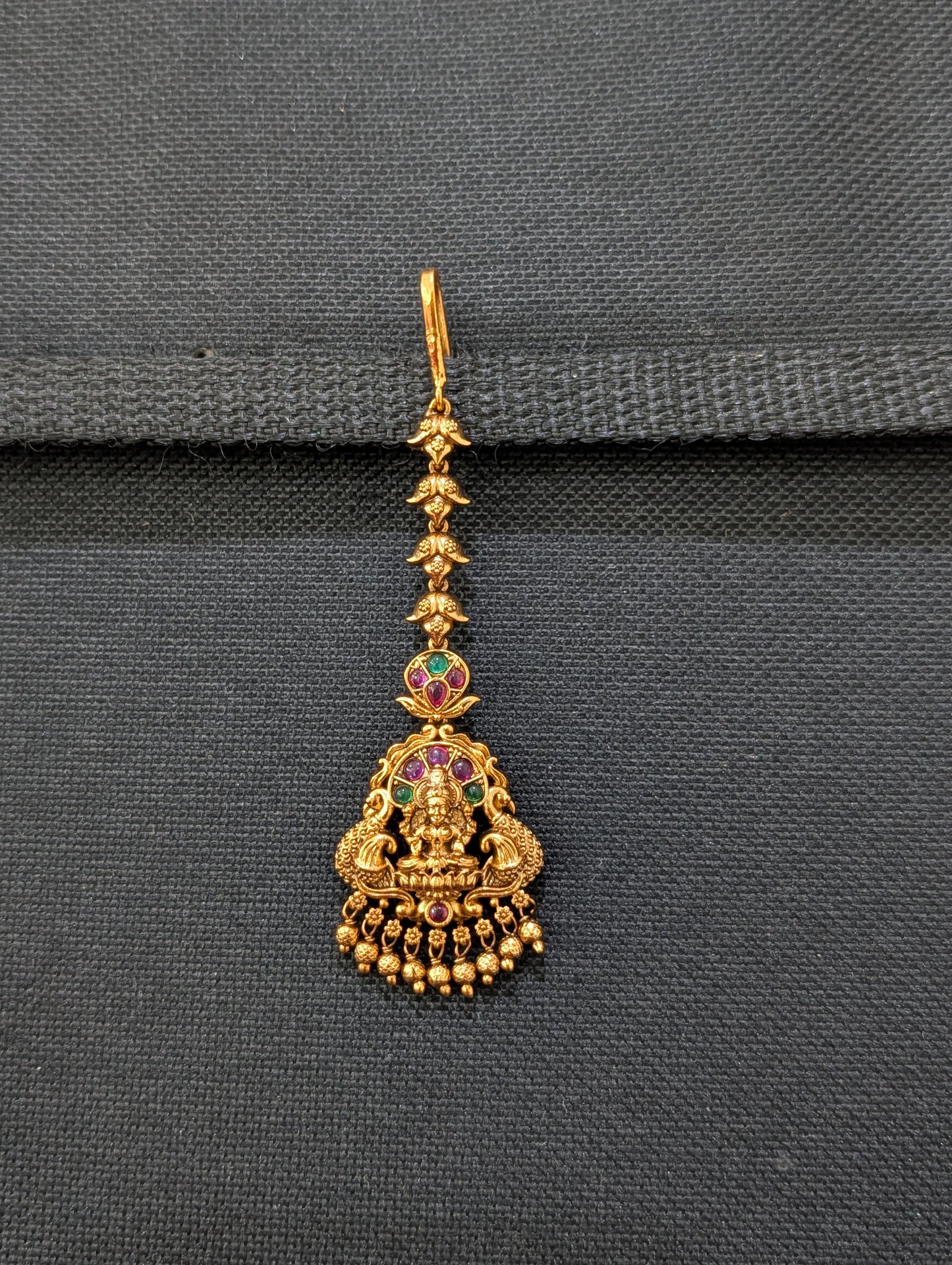 Antique Gold plated Goddess Lakshmi Maang Tikka - D2