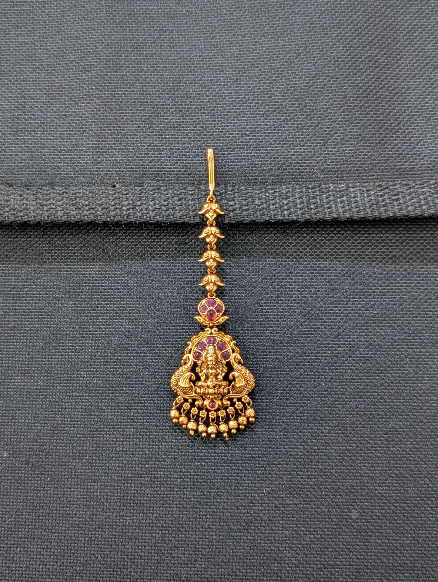 Antique Gold plated Goddess Lakshmi Maang Tikka - D2