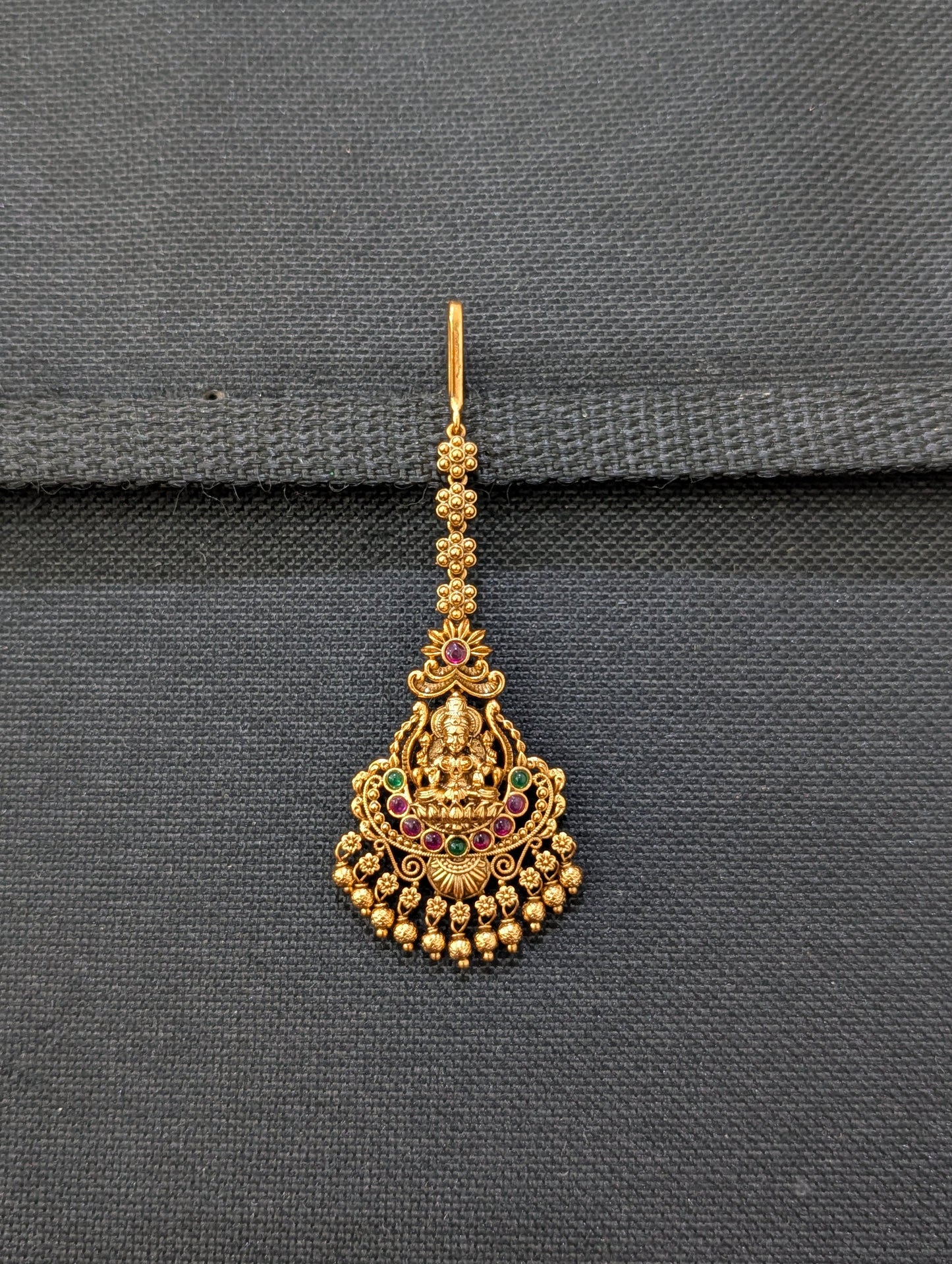 Antique Gold plated Goddess Lakshmi Maang Tikka - D3