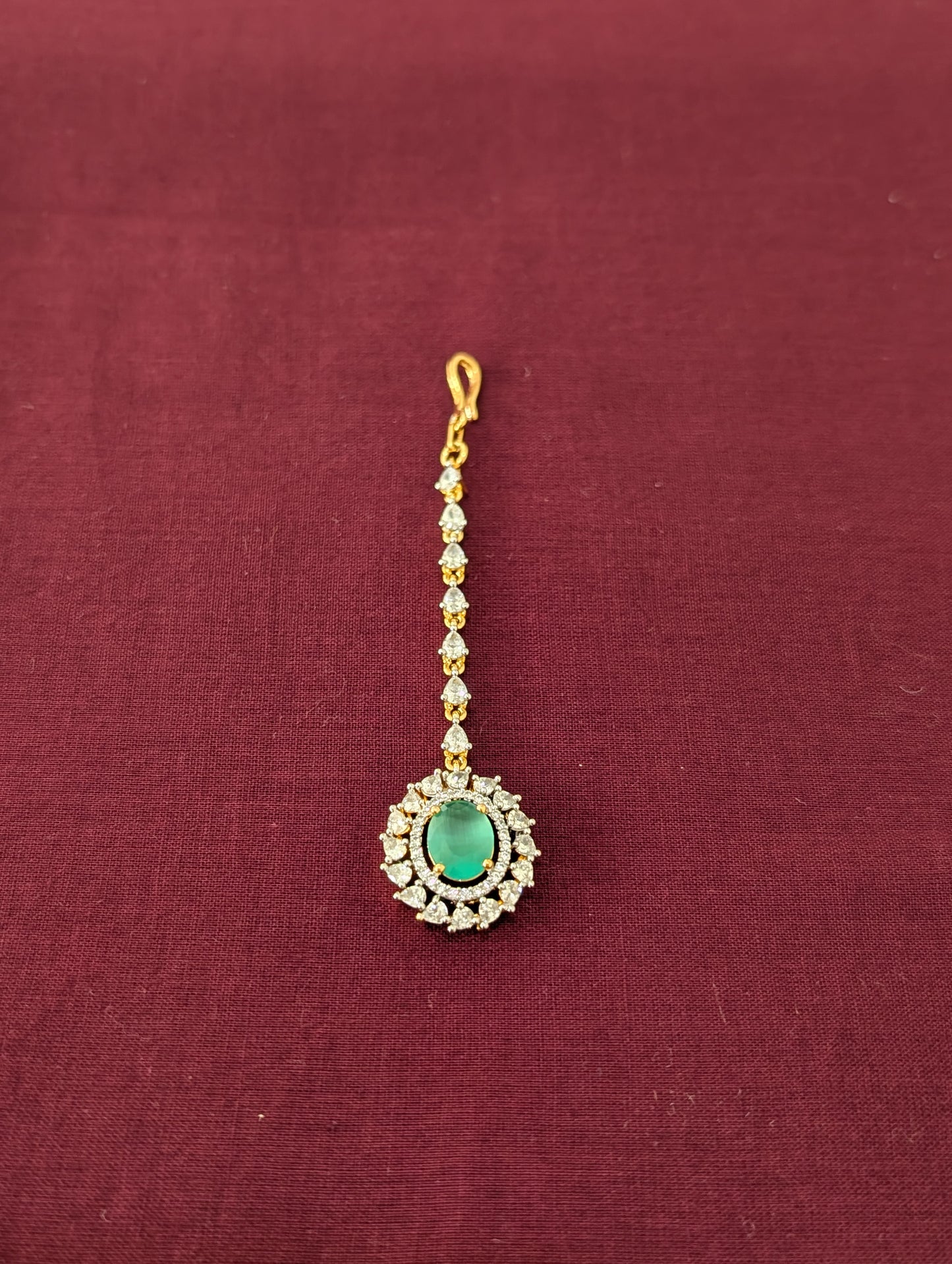 Dual tone plated Oval Flower CZ Tikka