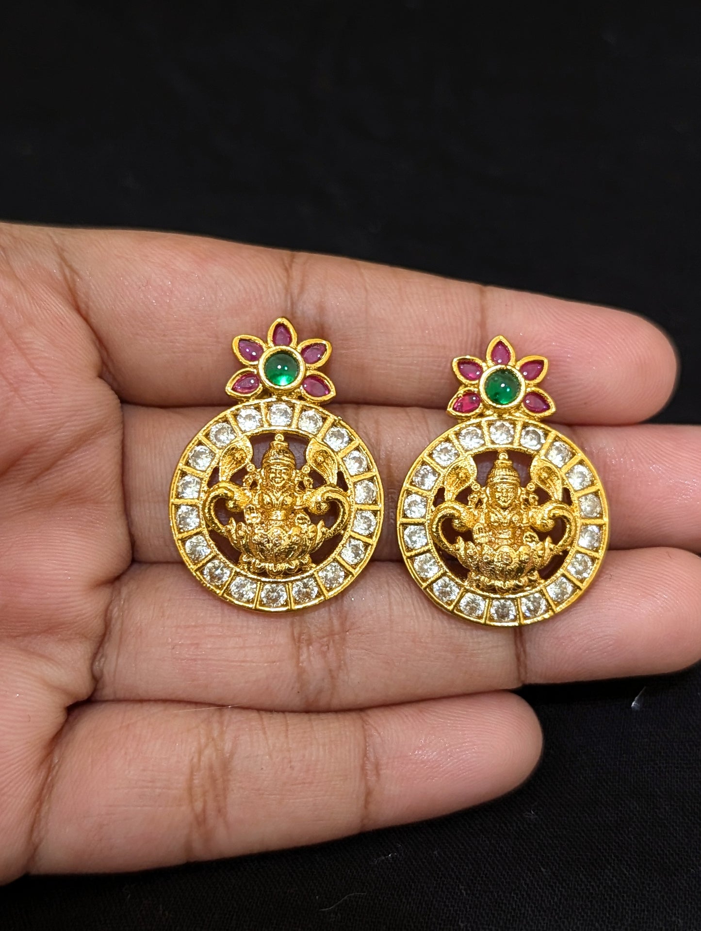 Antique Goddess Lakshmi design CZ Choker Stud set