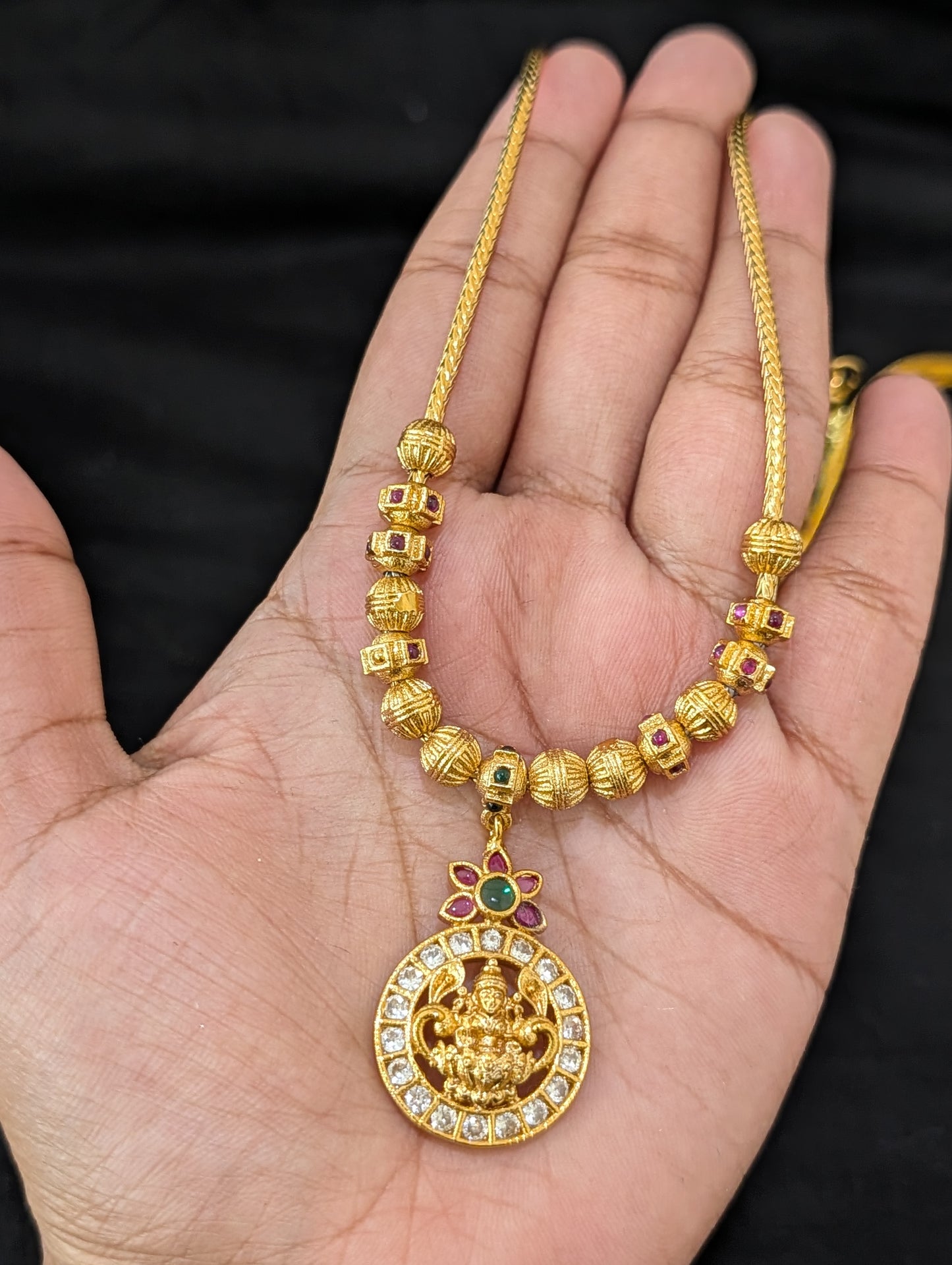 Antique Goddess Lakshmi design CZ Choker Stud set