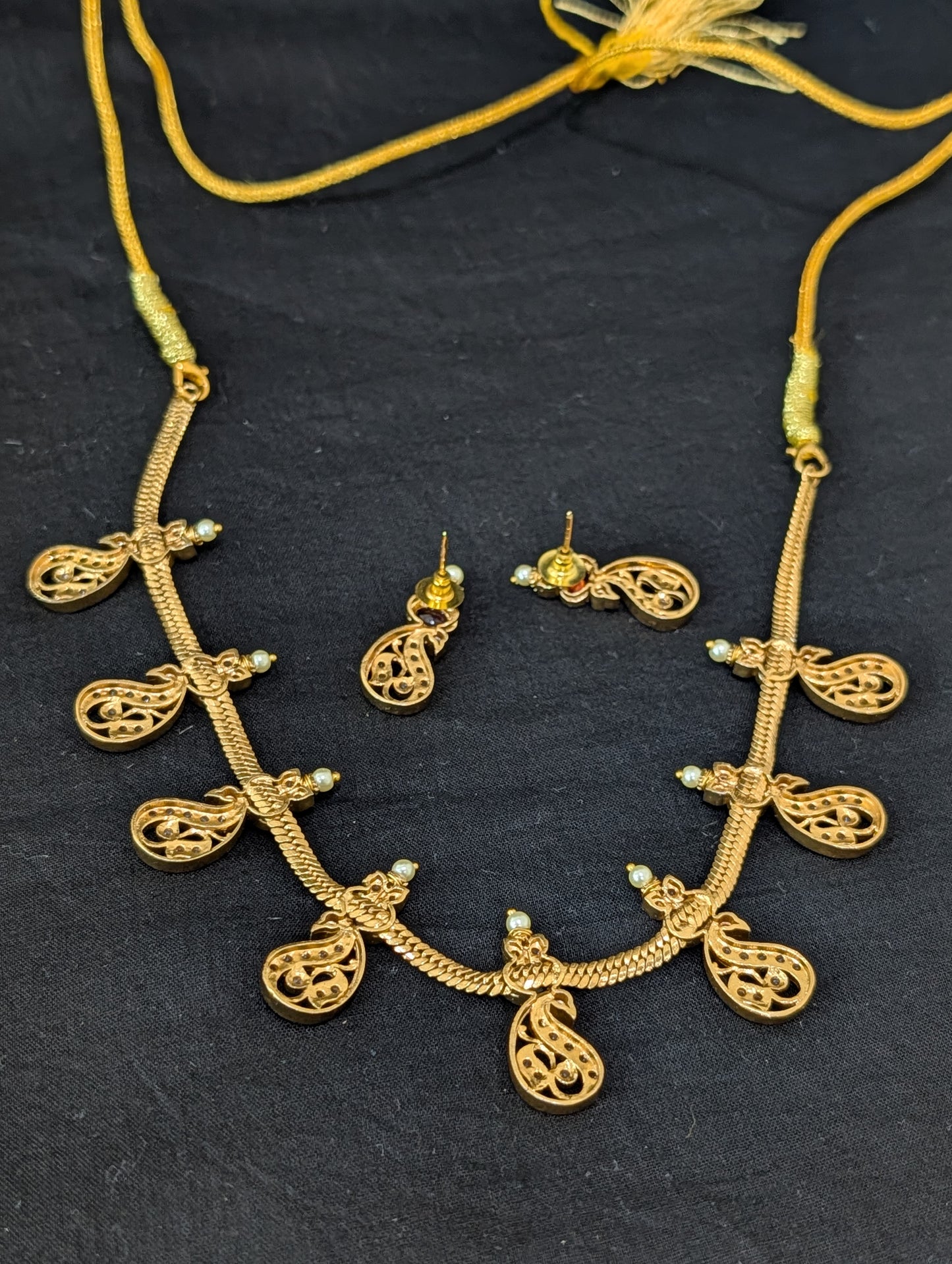 Antique Peacock design Multi color CZ Choker set