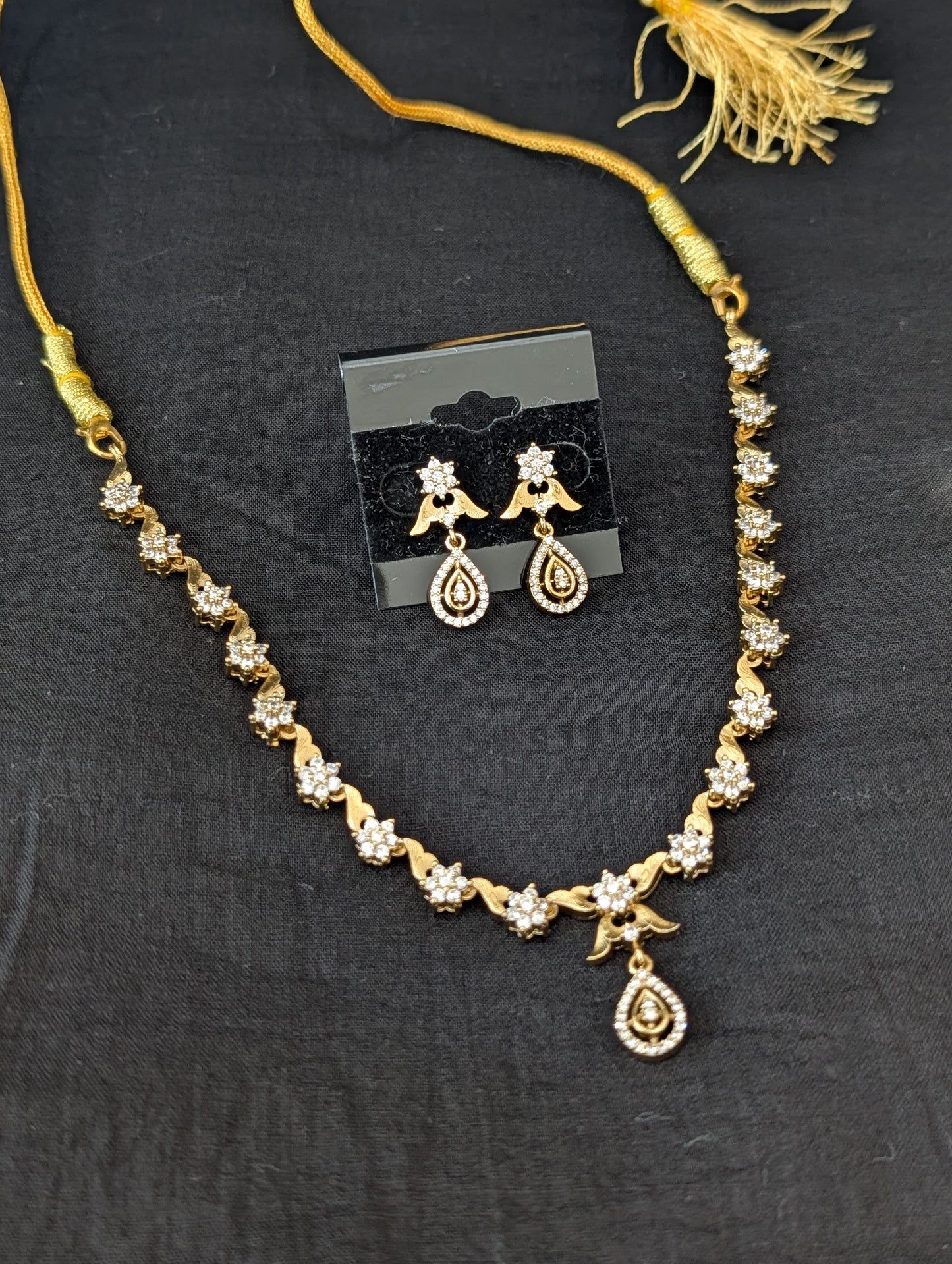 Antique Mehandi gold plated CZ Choker set